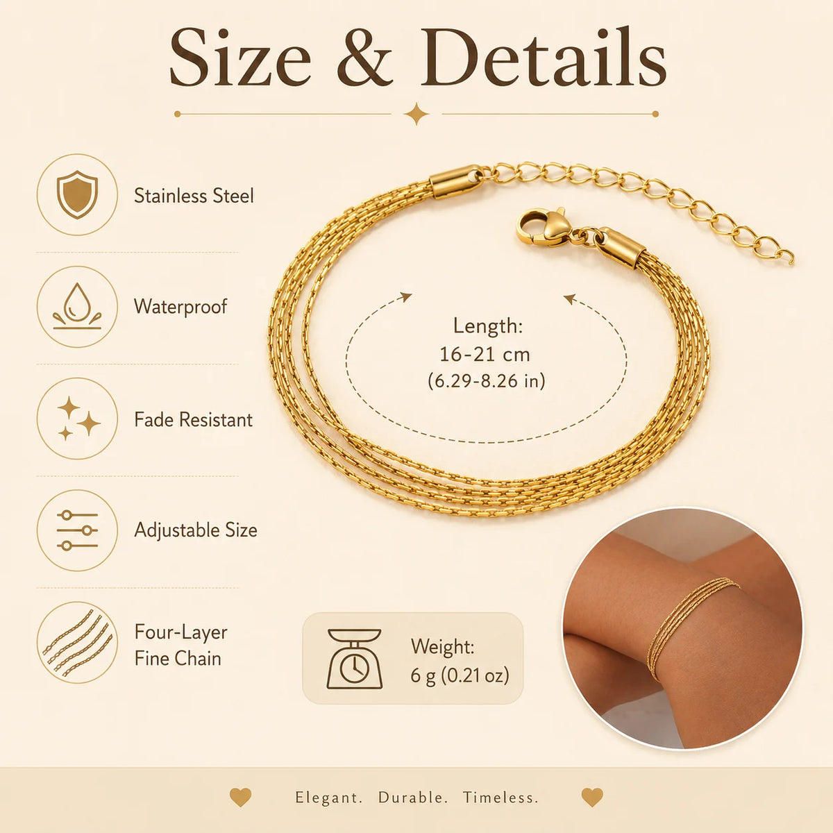 Adjustable Thin Chain Bracelet