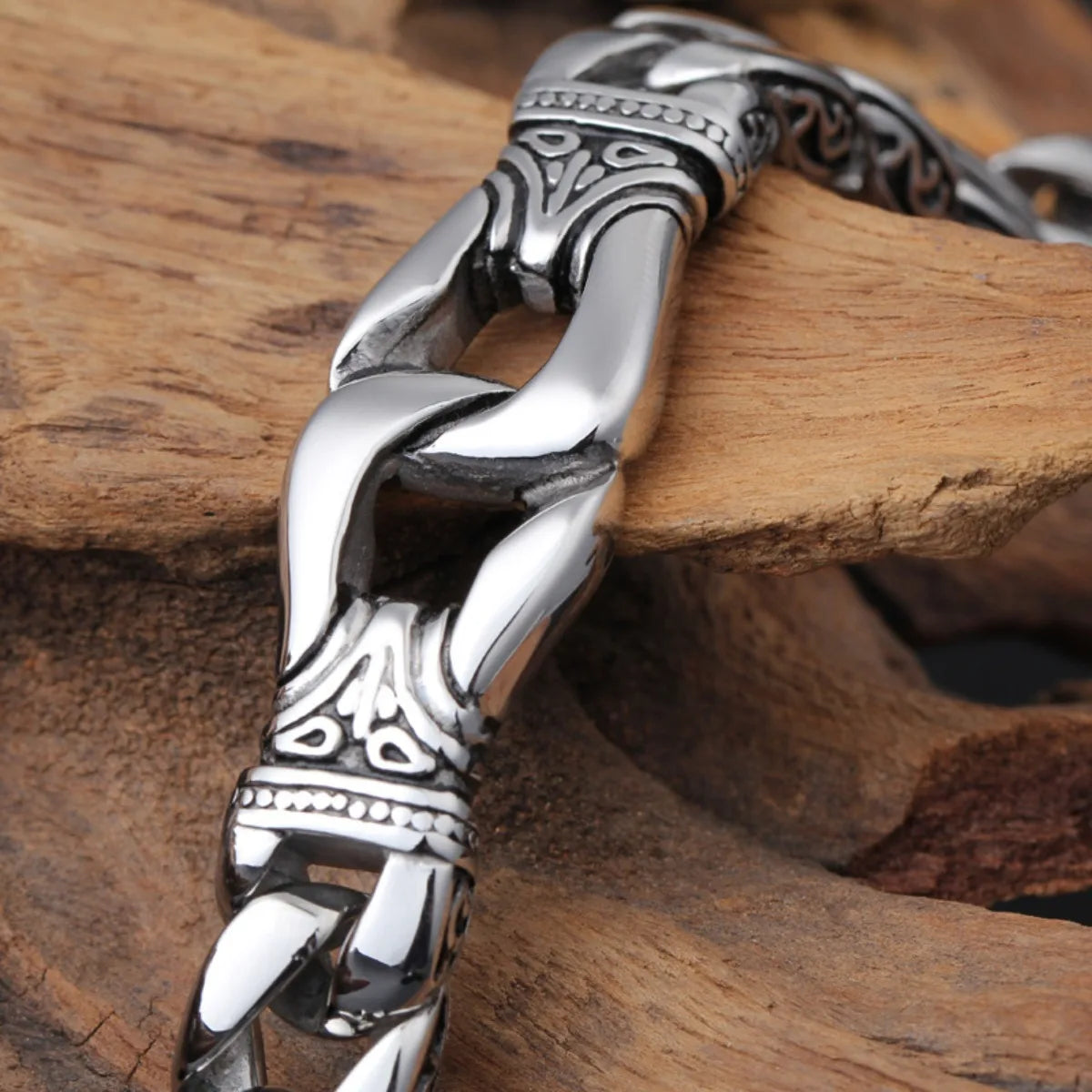 Silver Link Statement Bangle
