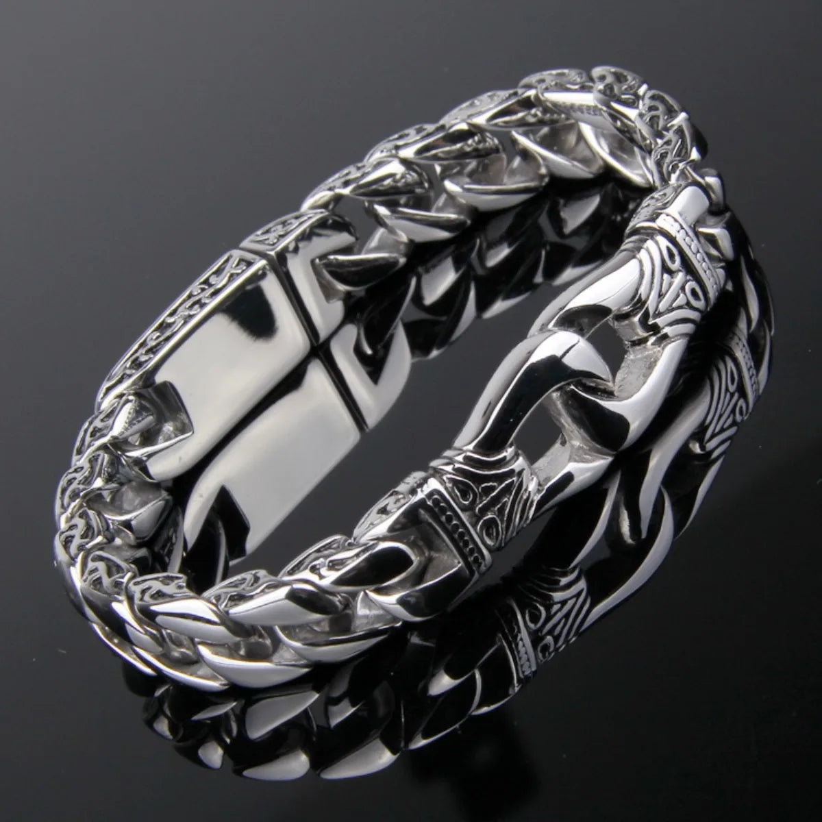 Silver Link Statement Bangle