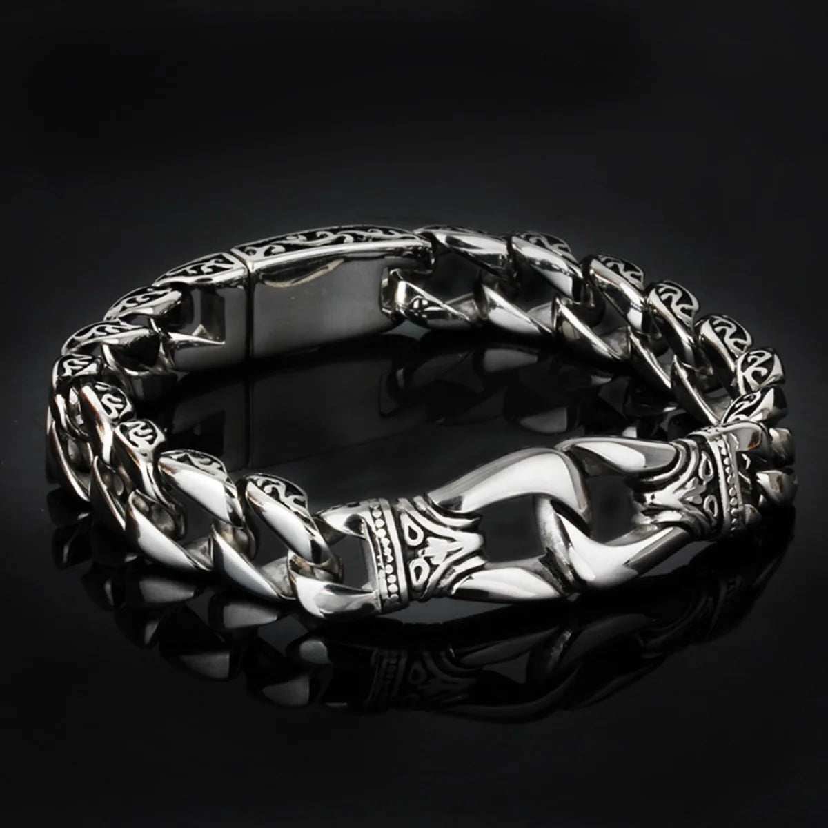 Silver Link Statement Bangle
