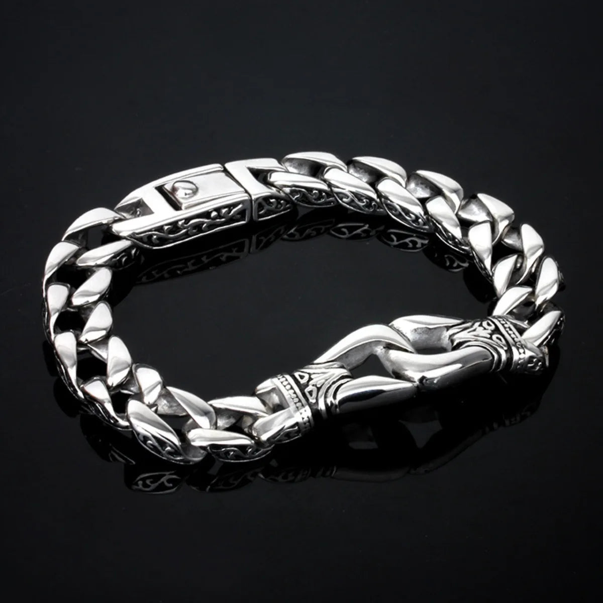 Silver Link Statement Bangle
